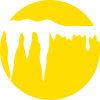 White line icon in a yellow circle -- icicles