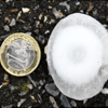 Piece of hail larger than a silver dollar coin