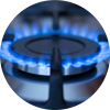 Gas burner lit on a stove