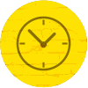 Clock showing 2pm on a yellow background circle