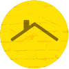 Line drawing of a roof with a yellow background circle