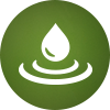 Water droplet in a green circle icon