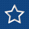 Line icon of white star in blue square with dotted line pattern background