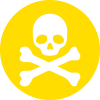 Icon of skull and crossbones, in yellow