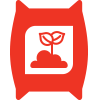 Red icon of a bag of fertilizer