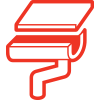 Red line icon of a gutter