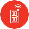 An icon of a door that has a wifi-enabled smart lock.