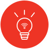 Icon of a wifi-enabled smart lightbulb.